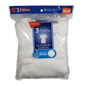 Boys Hanes 3 Pack Tagless White T-Shirts NEW size Medium